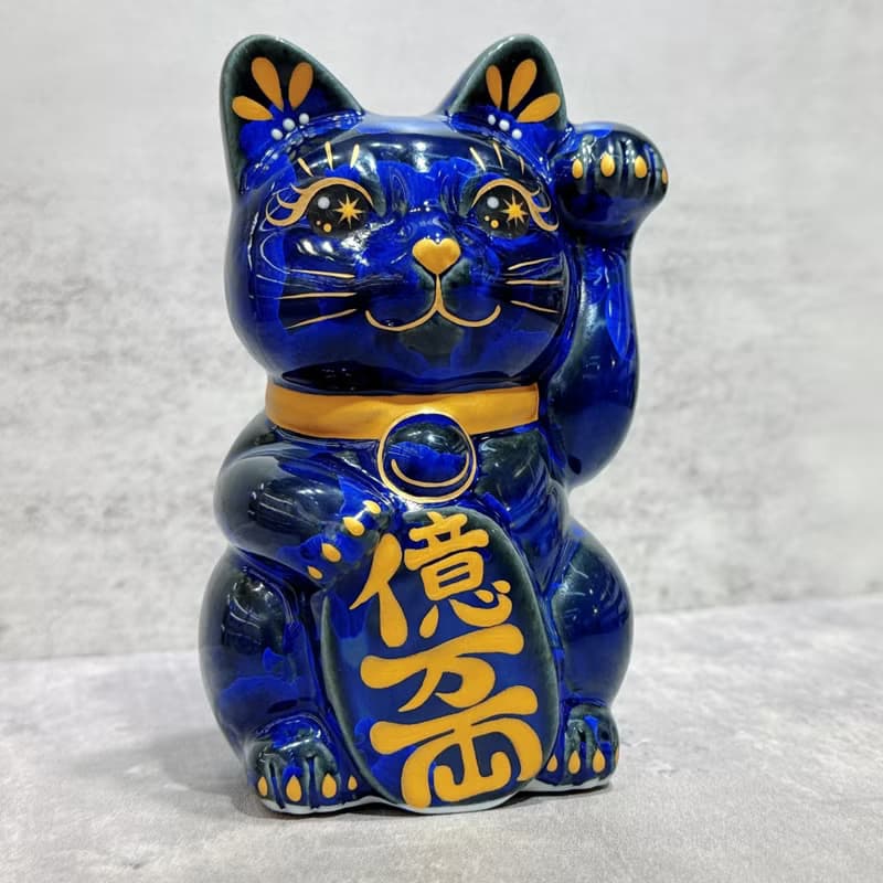 【青墨聚寶】日本清水燒招財貓 | 青墨 億万両 左