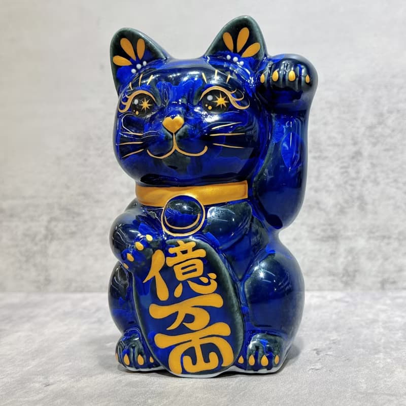 【青墨聚寶】日本清水燒招財貓 | 青墨 億万両 左