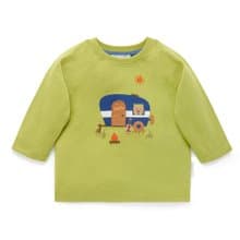 澳洲Purebaby有機棉男童裝長袖上衣12M~5T 棕櫚綠貼布