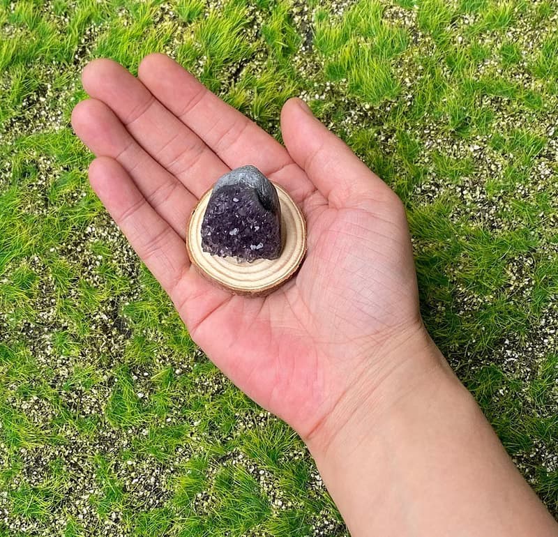 小小能量擺件-天然小小迷你滿天星紫晶鎮 紫水晶 辦公室 療癒