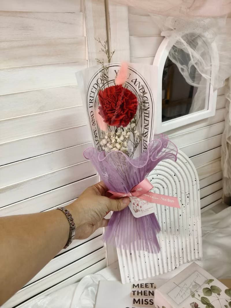 【蕎翎工作室】單朵索拉花康乃馨花束 母親節花禮 康乃馨