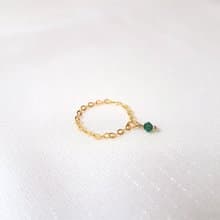 垂墜水晶 鍊戒 (祖母綠)