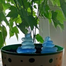 Sea glass art Cairn sculpture/Glass Sun catcher/Sea glass stack/Zen stones art