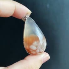 櫻花瑪瑙 牛血紅 冰透 溫柔 漸層花 S925銀鑲拖 天然石 項鍊