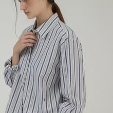 北歐autumn 復古撞色肌理感條紋襯衫
