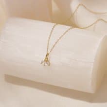 馬眼形s925銀鍍18k金鋯石項鏈 精緻簡約項鏈 情人節禮物