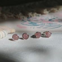 925純銀耳環 粉水晶耳環 純銀耳針 | 6mm馬粉晶 一對 ER-00007