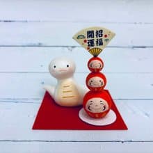 福氣蛇與開運達摩-偷瞄-和紙製-生肖吉祥物(蛇年)重生,開運,招財