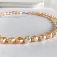 つぶつぶオレンジ色が可愛い 淡水バロックパールのネックレス  14kgf 1点のみ