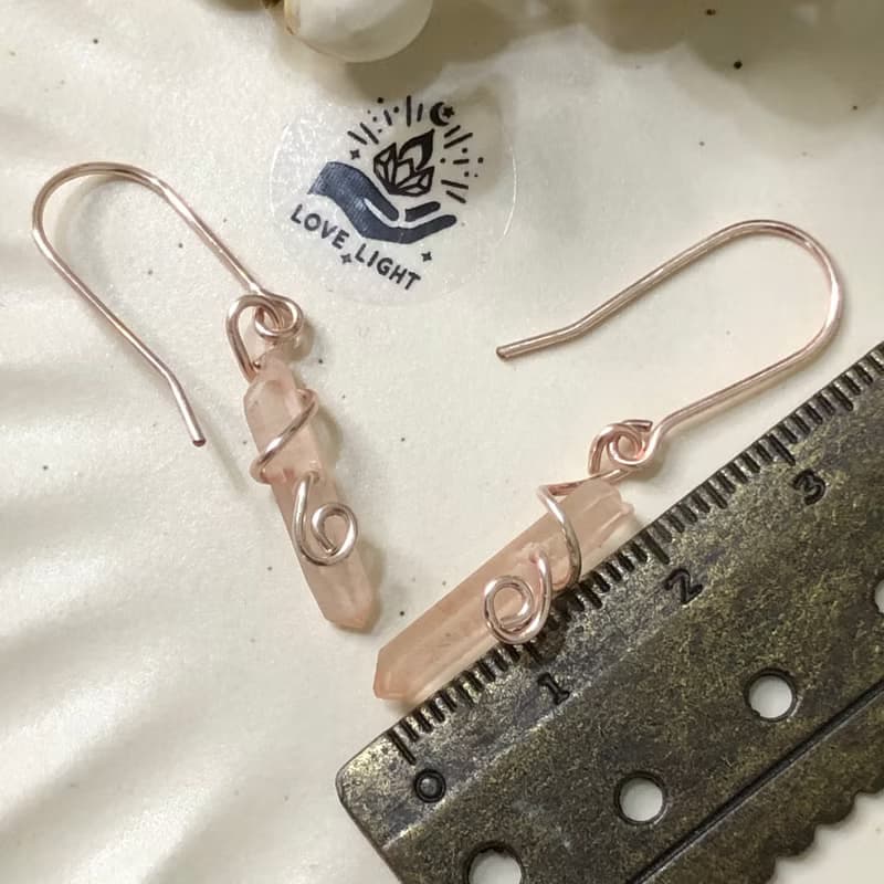 水晶柱耳環 美國藝術銅線 隨身守護水晶 台灣手作