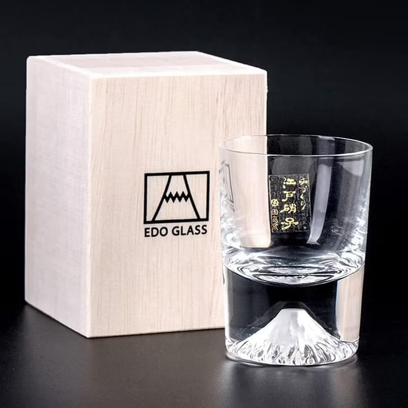 80cc【日本江戶硝子】草莓 富士山冷酒杯 (日本桐箱包裝)