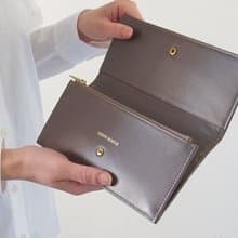 日本製革で作ったシックな長財布 - Long Wallet - GREY -  CAREN QUOYLE -