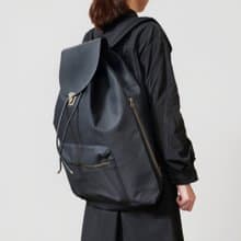 【picnic bag L black】バックパック/キャンバス/レザー/旅行カバン/大容量/頑丈/A4