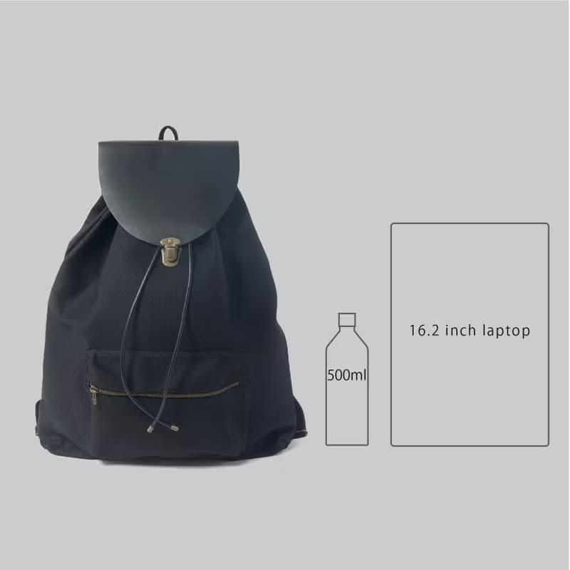 【picnic bag L black】バックパック/キャンバス/レザー/旅行カバン/大容量/頑丈/A4