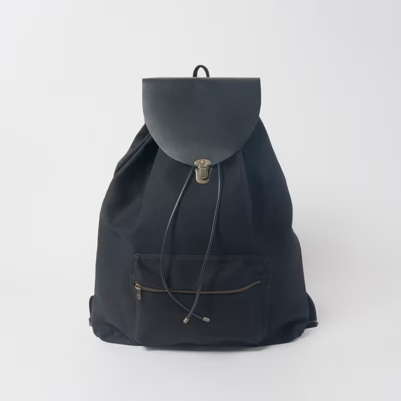 【picnic bag L black】バックパック/キャンバス/レザー/旅行カバン/大容量/頑丈/A4