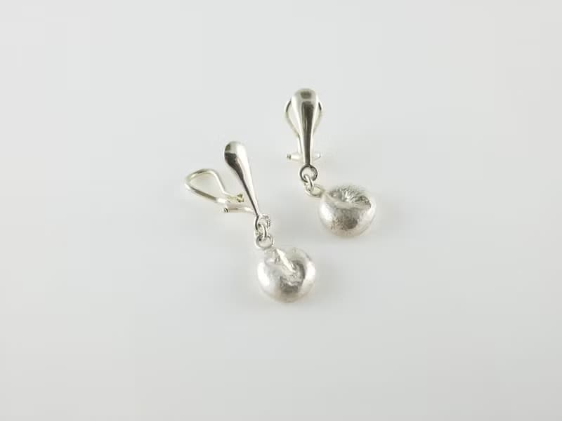 純銀耳環 耳夾式  夾式耳環 Ear Clip 設計師手工製品 古法熔銀