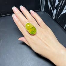 天然波羅的海琥珀戒指  特色風景珀飄白花 活口 s925銀鑲嵌