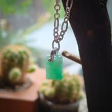 緬甸天然冰綠無事牌純銀手鍊81722