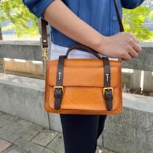 手作復古郵差包 原創頭層植鞣牛皮小方包 女士文藝手提女包 免費
