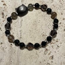 純銀黑曜石貓頭中性手鍊