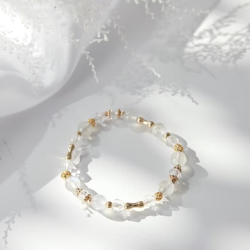 l 白夜 l 月光石 白水晶手鍊 貴人 桃花 訂製 愛情 招財 禮盒裝