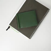 Money clip leather wallet /Green