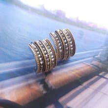 Vintage Jewelry 西洋古董飾品 金銀色調 寬版 個性  針式耳環