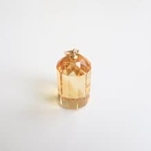 限量現貨 - 天然優質黃水晶 大號圓柱體切割 古董純 14K 金墜