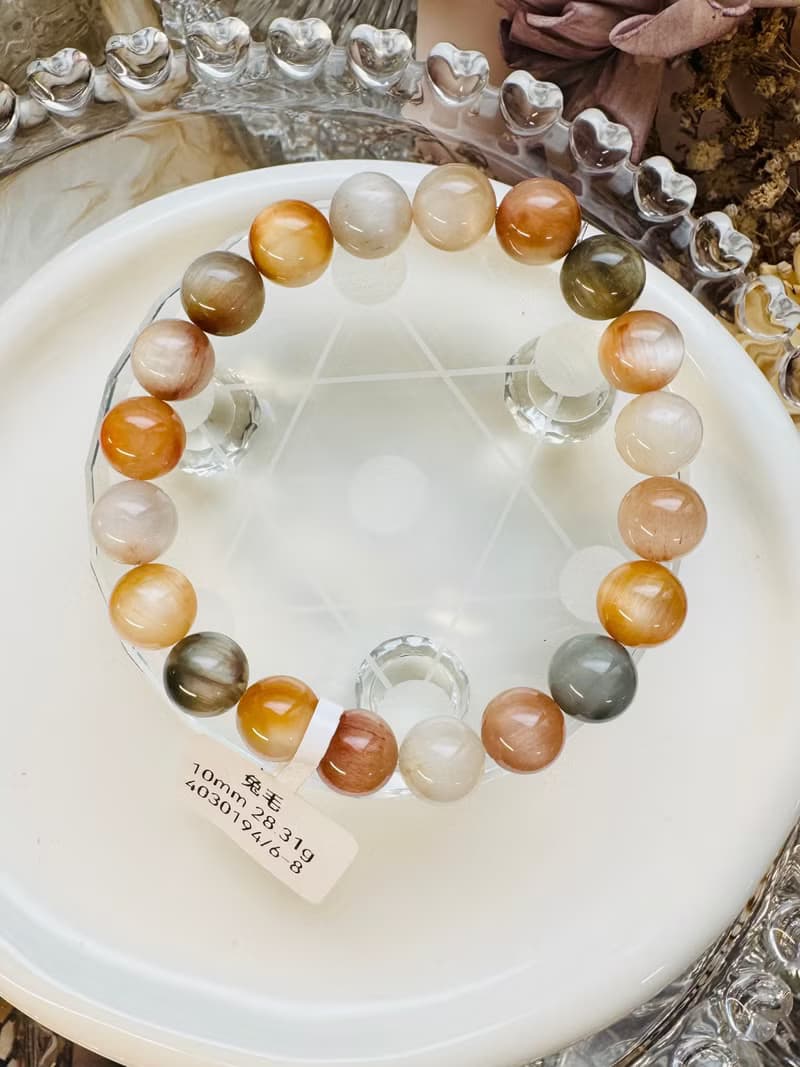 小精品滿順彩兔毛水晶10mm28.31g滿毛順髮強光正向積極遠離負面