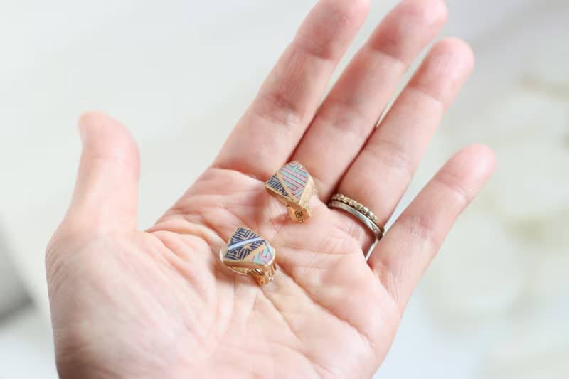 有田焼 金継ぎ 蝶バネ クリップ イヤリング　シリコンカバー付き  伝統工芸　レトロ a24