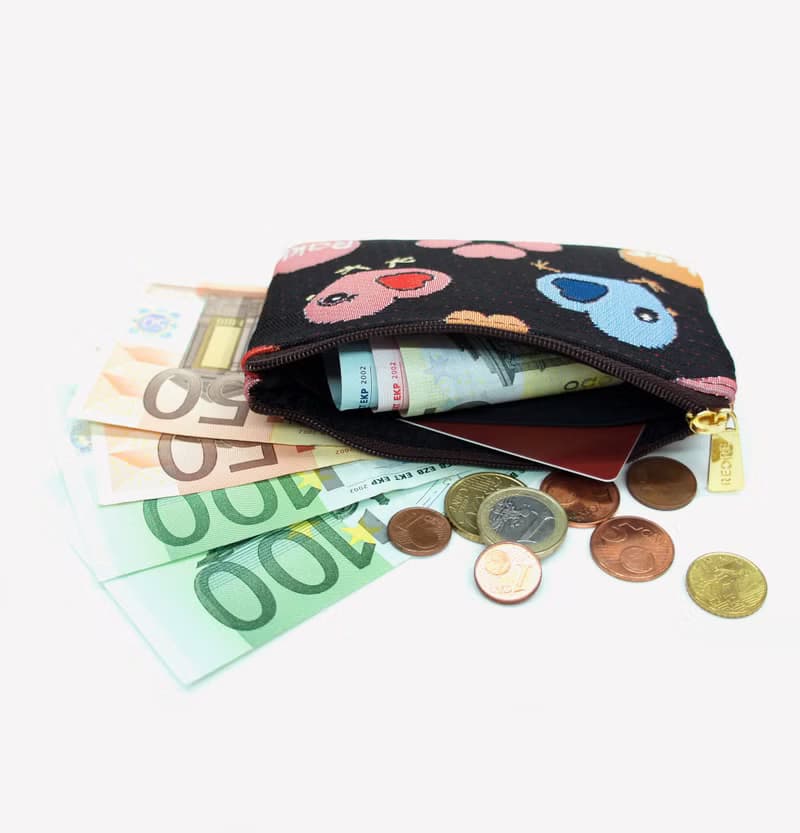 零錢包 卡片隔層 / 防潑水 平織緹花 躲貓貓