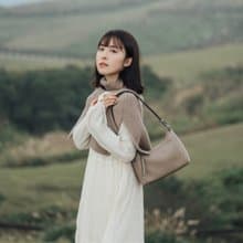 【精選禮物】Cameron皮革單肩包 - 大象灰色 真皮手袋 女士包