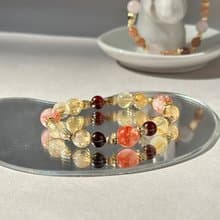 紅膠花 奶蓋黃水晶 石榴石 水晶手鍊/開運 招財 好人緣 保平安