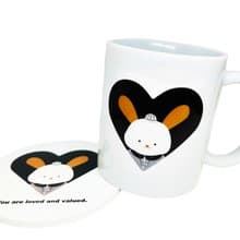 Blue ID 兔兔 馬克杯加杯墊組