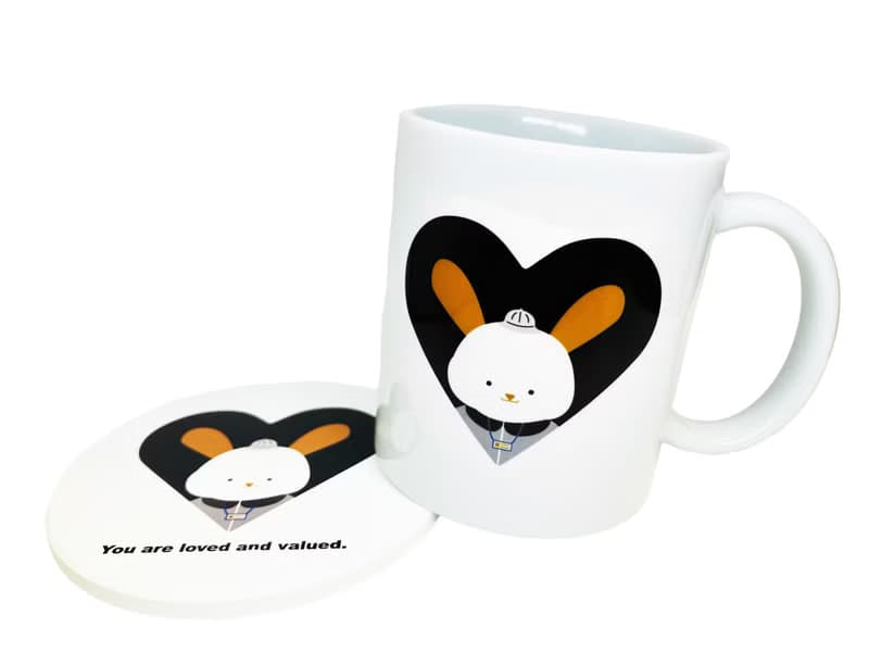 Blue ID 兔兔 馬克杯加杯墊組