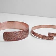 鍛敲/木紋紅銅手環