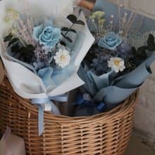 【淺藍色系永生玫瑰花束】生日送禮/祝賀花禮/永生花