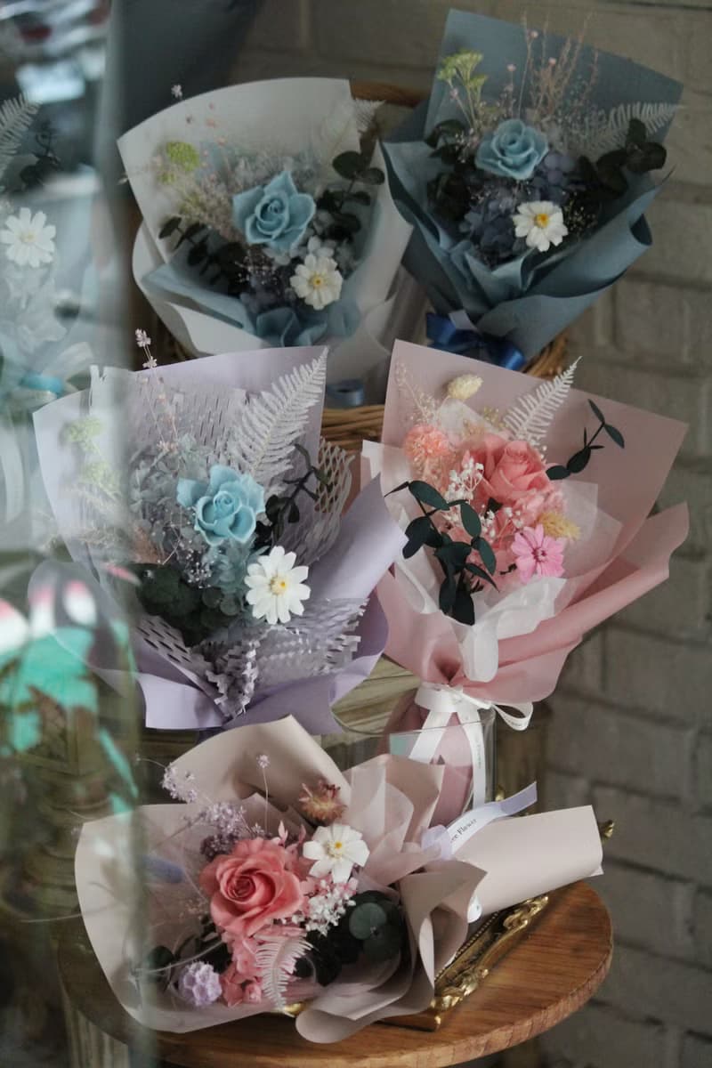 【淺藍色系永生玫瑰花束】生日送禮/祝賀花禮/永生花