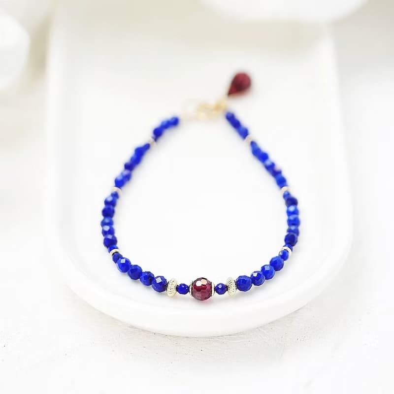 濃郁靛藍 頂級青金石手鍊 14K