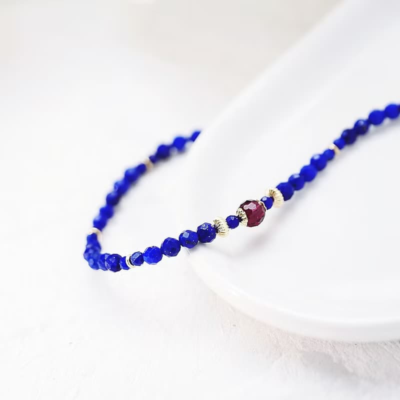 濃郁靛藍 頂級青金石手鍊 14K