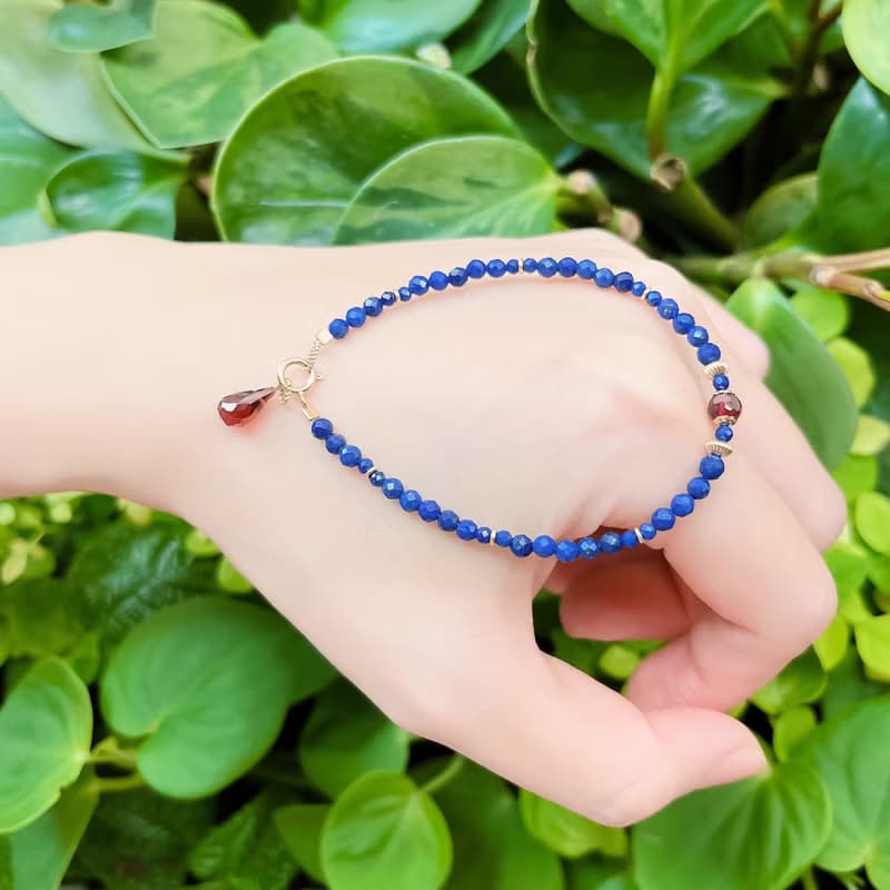 濃郁靛藍 頂級青金石手鍊 14K