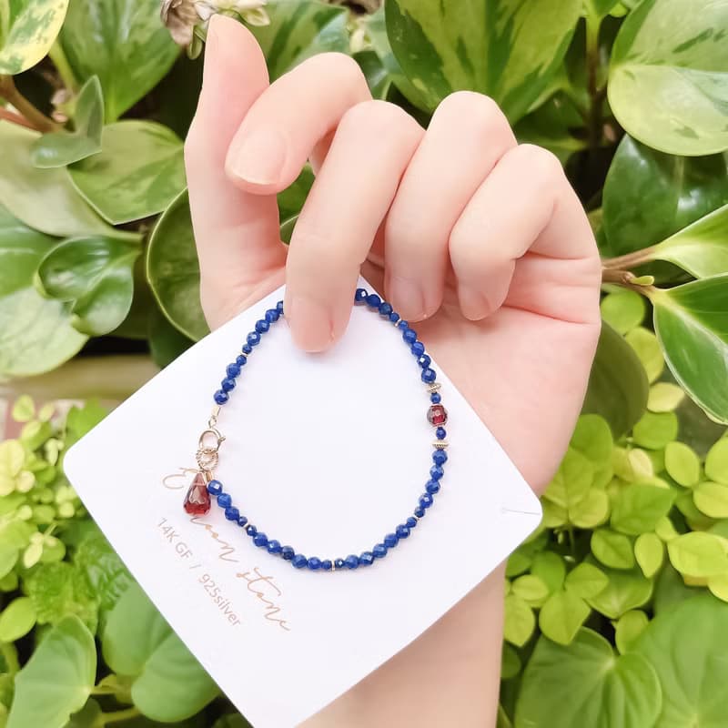 濃郁靛藍 頂級青金石手鍊 14K