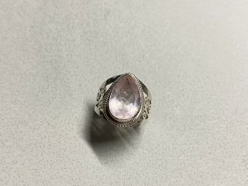 天然 粉水晶 戒指 尼泊爾 手工製 925純銀