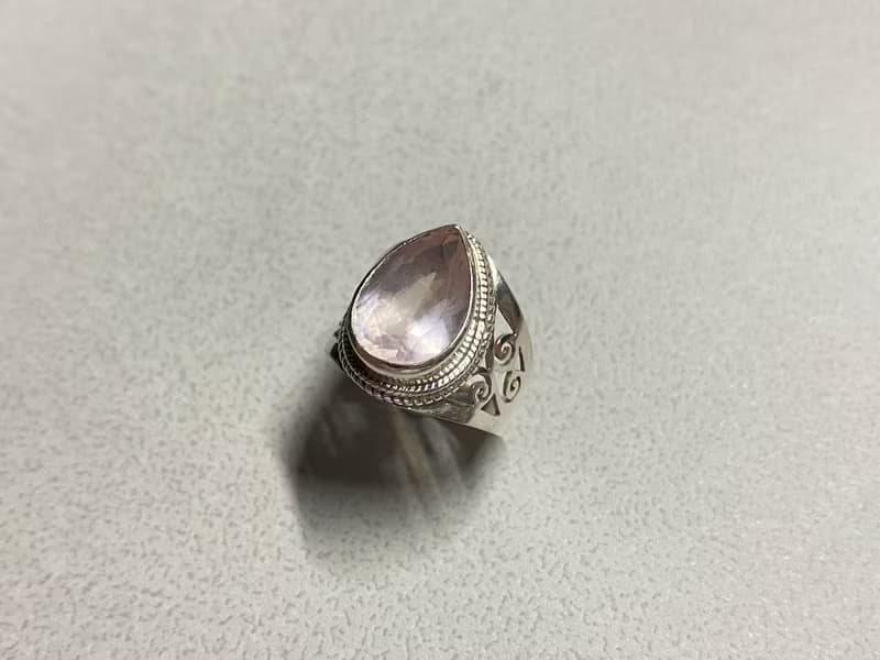 天然 粉水晶 戒指 尼泊爾 手工製 925純銀