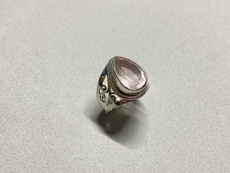 天然 粉水晶 戒指 尼泊爾 手工製 925純銀