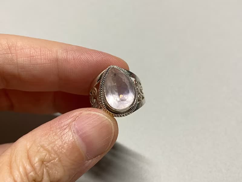 天然 粉水晶 戒指 尼泊爾 手工製 925純銀