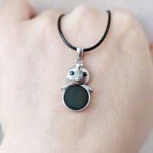 【親翠】天然翡翠 冰墨翠打燈透銀鑲可愛小雞生肖項鍊 生肖 雞