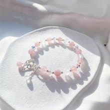 粉晶 月光石 天然水晶 S925 純銀手鍊