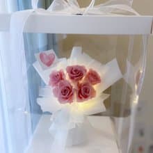 微奢款香草粉永生花束禮盒 有燈 永生花 情人節花束 告白 求婚