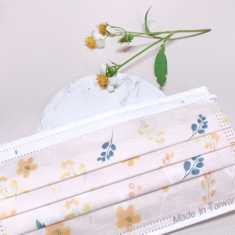 【無藏】柑橘色-小黃花/成人醫療口罩/5入裝/10入盒/50入盒裝/MD